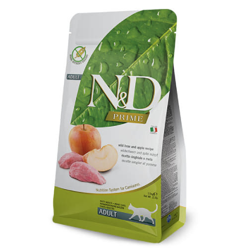 FARMINA N&D CAT GF PRIME BOAR APPLE sausā barība kaķiem Mežacūka, ābols 1.5kg